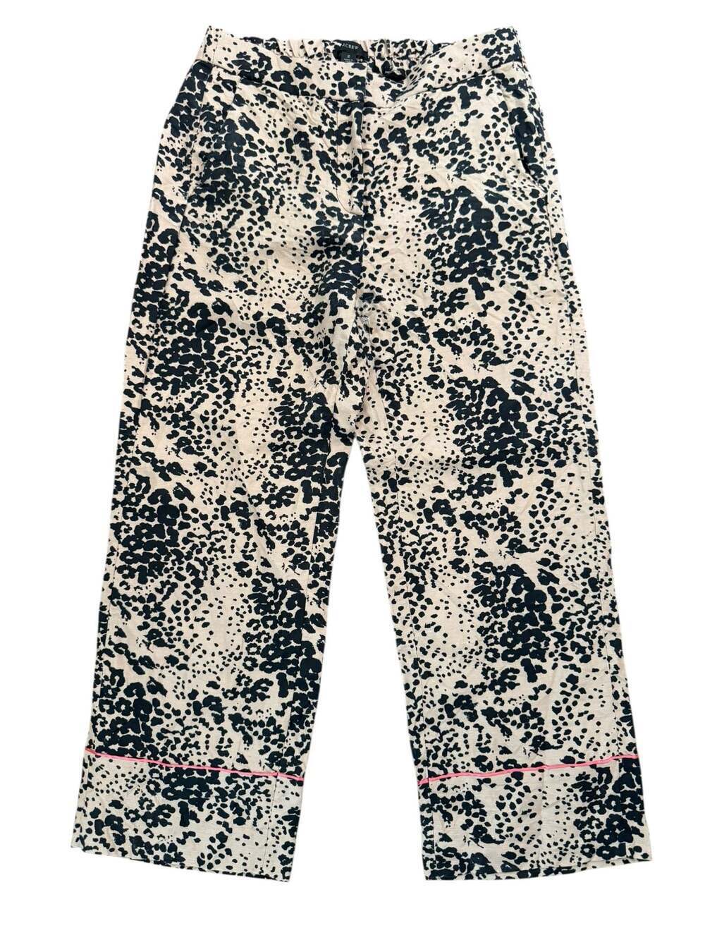 J.Crew Peyton High-Rise Leopard Print Linen-Lyocell Blend Wide-Leg Cropped Pants - Picture 5 of 10